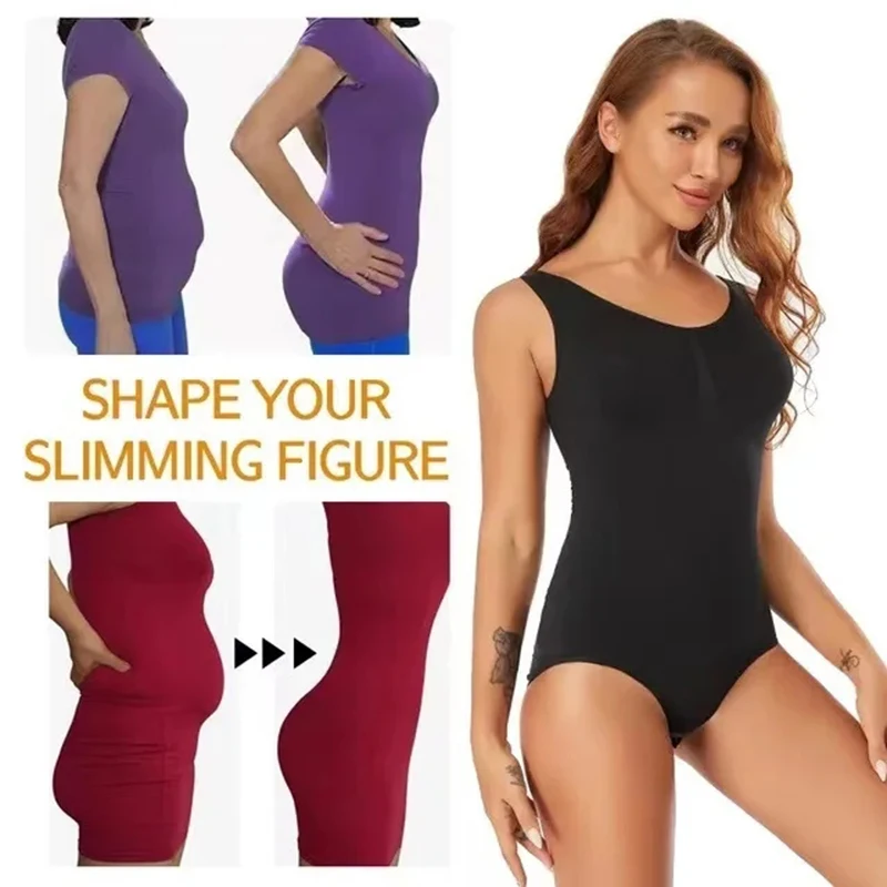 Women Shapewear Large Size One Piece Body Shapewear Bodysuit Waist Trainer Women's Corset Seamless Abdomen Pant Crotch Buckle Slimming Underwear