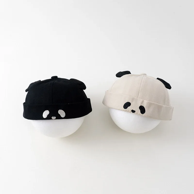 Cute Baby Landlord Hat Spring Autumn Panda Infant Boy Girl Brimless Hats Adjustable Toddler Docker Cap Beanie