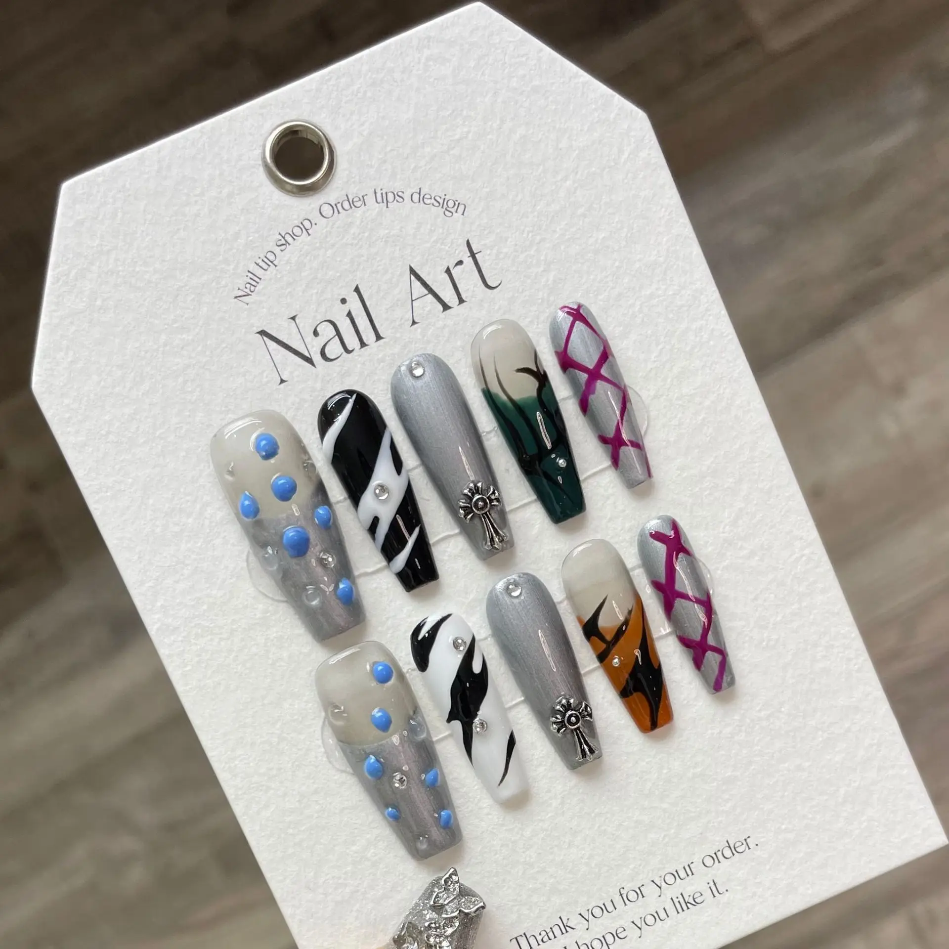 

Extra Long Punk Y2K Handmade Nails Press On With Designed Ins Style Wearable Ballet Fake Nails Full Cover Nail Art For Hot Girl