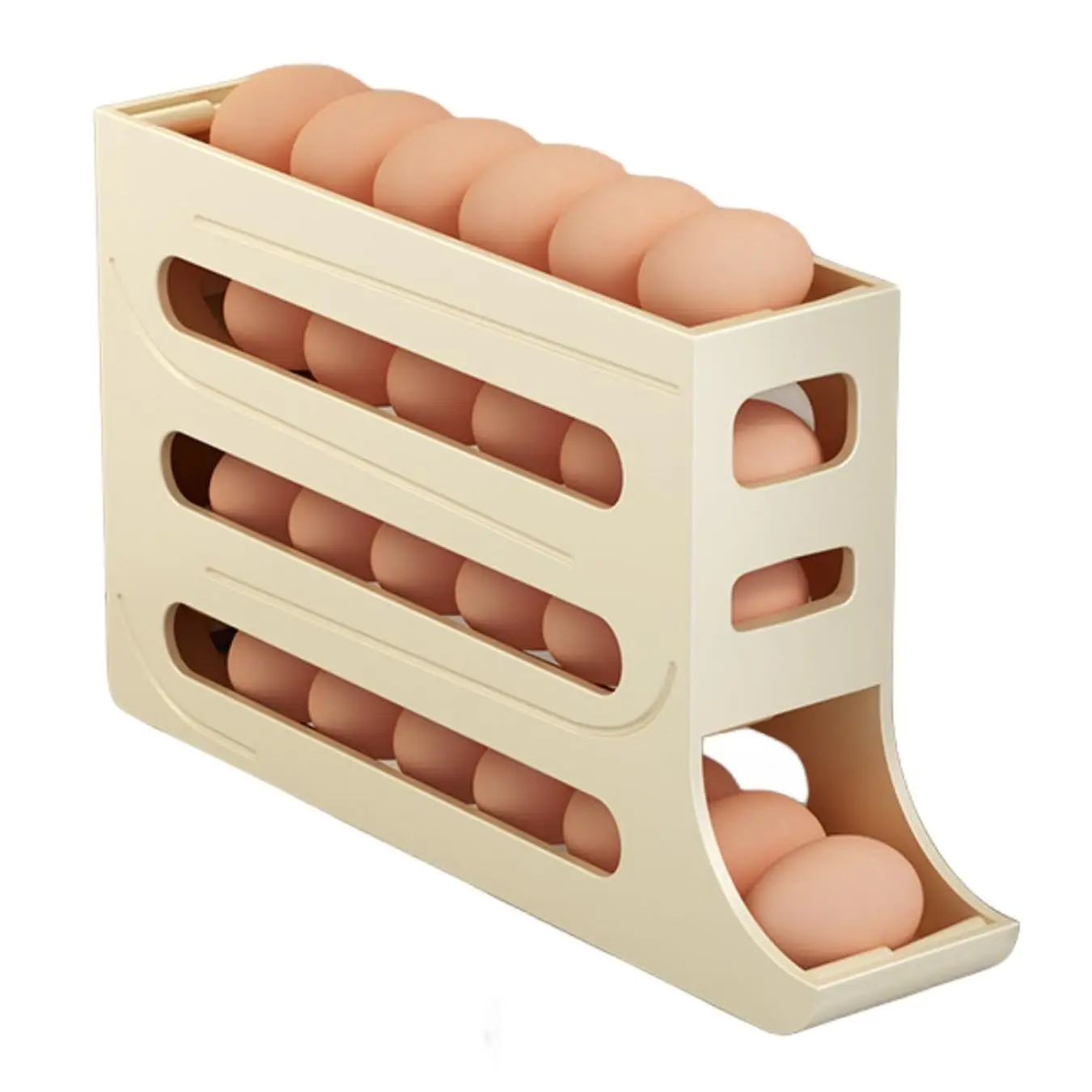 Egg Storage Box Refrigerator 4 Tier Rolling Egg Holder Dispenser Kitchen Automatic Scrolling
