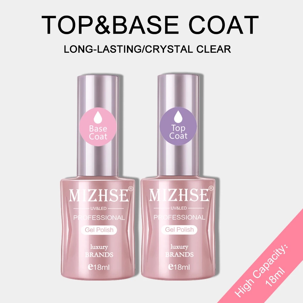 MIZHSE 18ml Base And Top Coat Long Lasting Gel Nail Polish Soak Off UV LED Lamp Gel Matte Top Coat Nail Art Manicure Gel Varnish 2