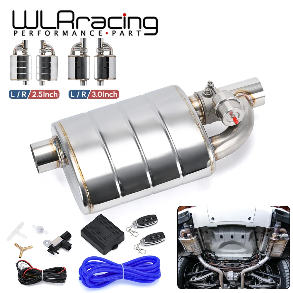 

Stainless Steel 2.5" / 3" IN/OUT Tip On Single Exhaust Muffler Dump Valve Exhaust Cutout with Wireless Remote Controller Set