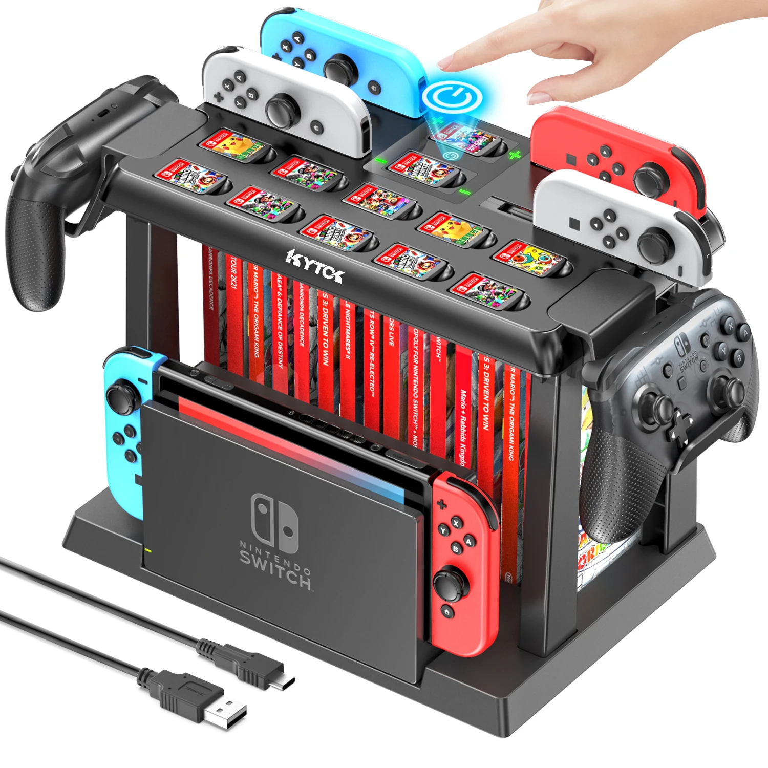 OIVO For Switch Joycon Charger Pro Controller Holder Switch Game Storage Tower For Nintendo Switch OLED Charging Dock Station 1