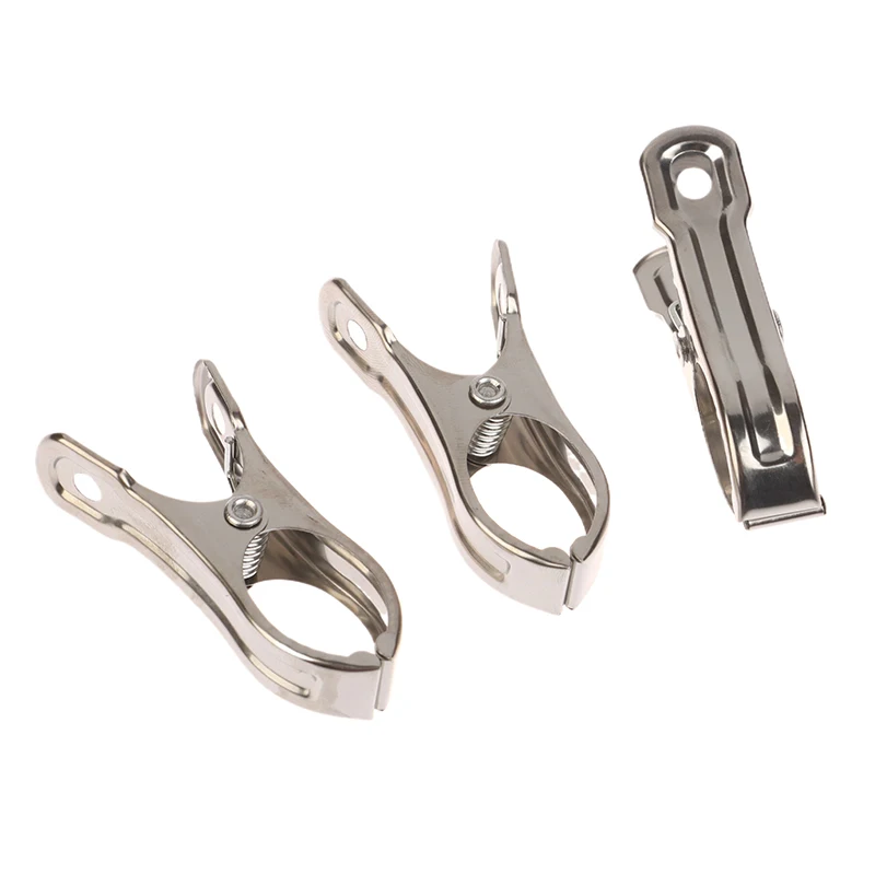 20Pcs Clothes Clips Stainless Steel Pool Towel Clips Clothes Pins Pegs Holders Clothing Quilts Clamps Sealing Clip Sewing Clip 2