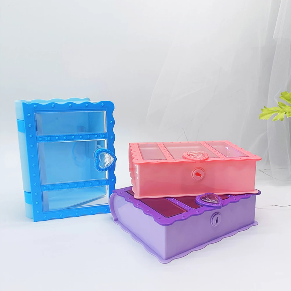 Stationery Organizer Stationery Storage Box Large Space Organizer Book Shaped Jewelry Case With Lock Earring Ring Storage Box