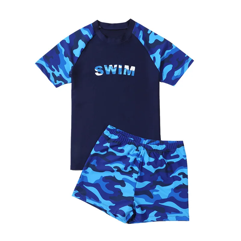 Swimsuit Boys' Camo Cute Swimsuit Summer Quick Dry Big Children Split Plus Fat Loose Swimsuit A Designed for Fat Kids