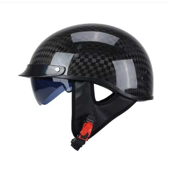 Light Weight Carbon Fiber Scooter Motorcycle Half Face Helmet Vintage Half Motobike Helmet Inner Visor