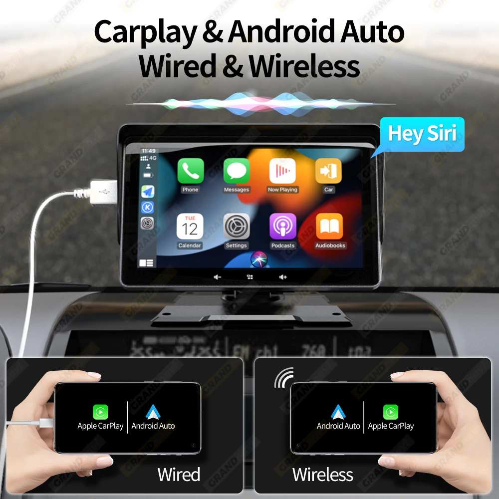 12V Auto Monitor Display Rückfahr kamera 5/7-Zoll-Bildschirm Player mit  Saug halter Radio für Carplay Android Auto Zubehör - AliExpress