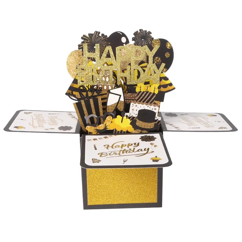 1PC 3D Pop Up Greeting Cards Birthday Postcard Box Bouquet Flower Greeting Cards Thank You Girlfriend Teacher Mother's Day Gift greeting cards