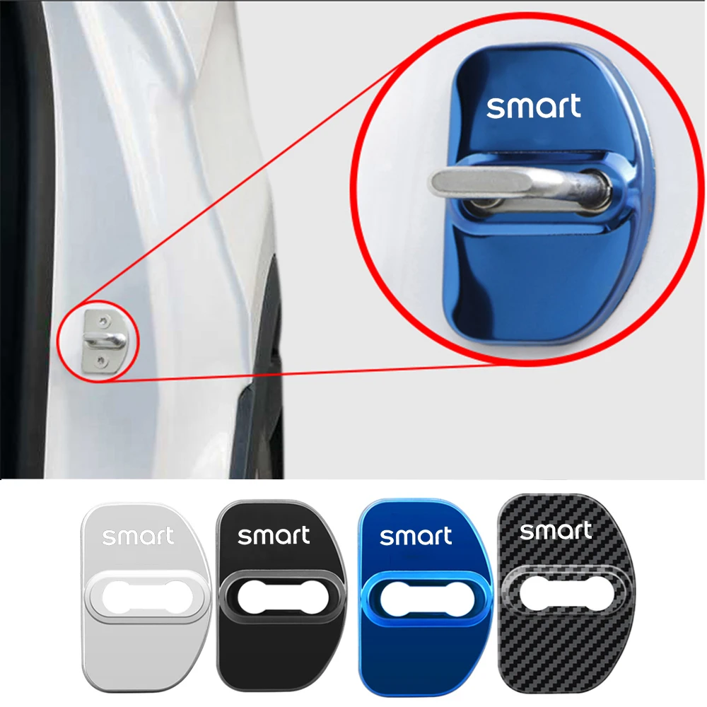 4Pcs Car Door Lock Cover Custodia Protettiva Con Fibbia Per Smart 451 Fortwo Smart 453 Fortwo Forfour Car Styling Goods Accessori Auto