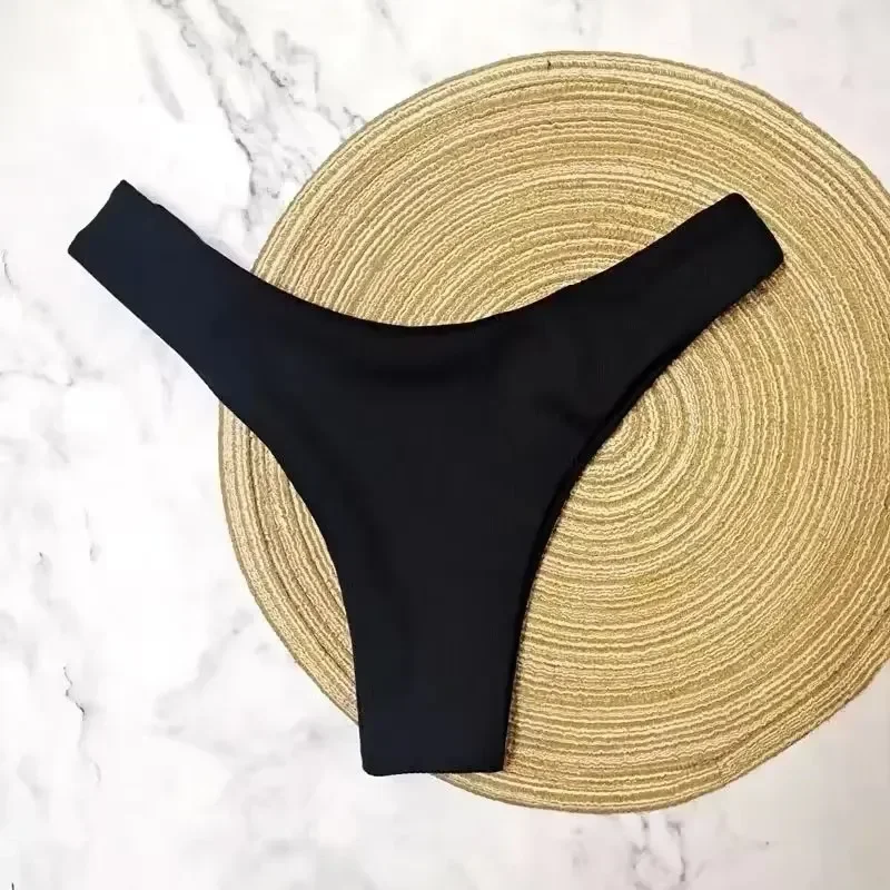 Alluring Low Waisted Thong Swimwear - Solid Color Brazilian Beachwear