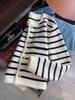 Women Stripe Knitted Cardigans Spring Autumn O-neck Single Breasted Long Sleeve Crop Tops Fashion Casual Chic Female Sweaters 1