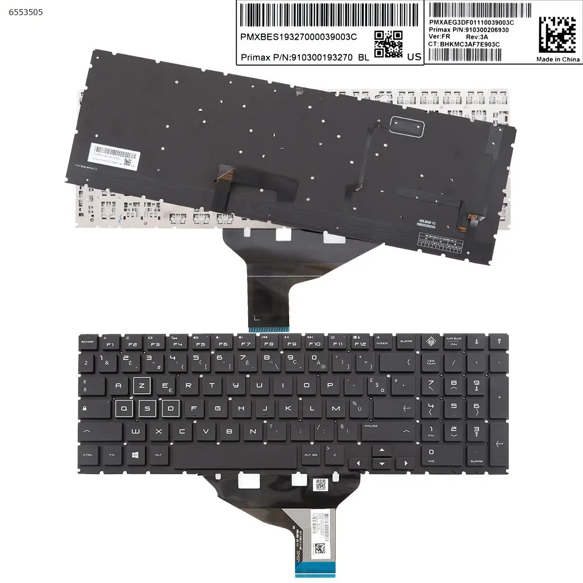 FR  AZERTY Ű HP Omen 15-DC TPN-Q211 15-DC000 15T-DC000 15-DC0010NR Ӿ   ü äο Ʈ