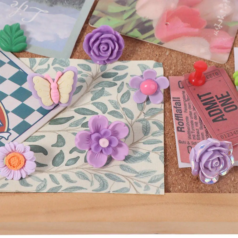 30Pcs DIY 나비 푸시 핀 크리 에이 티브 다채로운 꽃 푸시 핀 다기능 재사용 가능한 칠판 푸시 핀