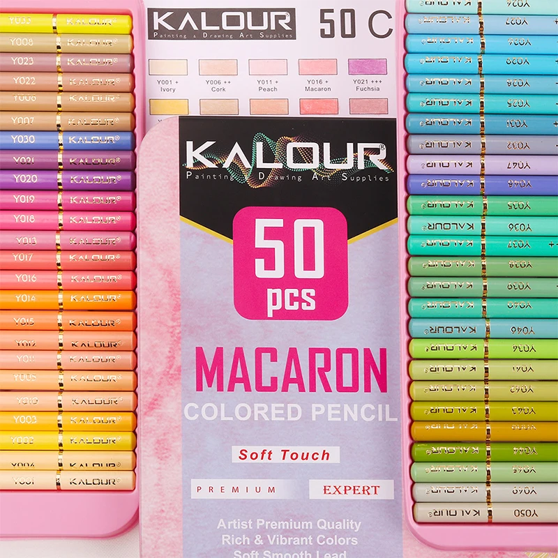 KALOUR Pro Pastel Chalk Colored Pencils,Set of 50 Colors,Color