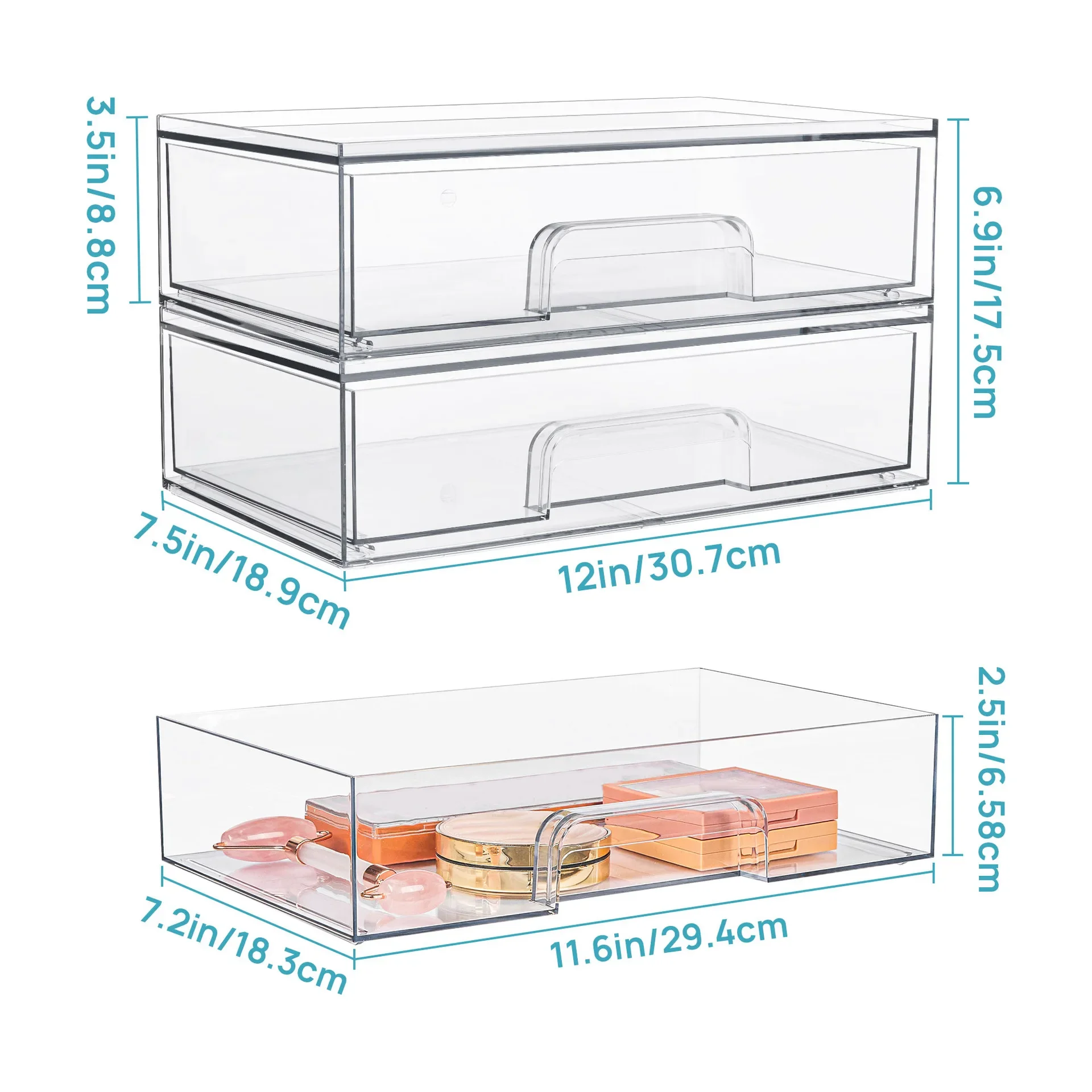 New Desktop Jewelry Box Household Transparent Skin Care Product Storage Cabinet, Dust Drawer Makeup Organizer Box 4