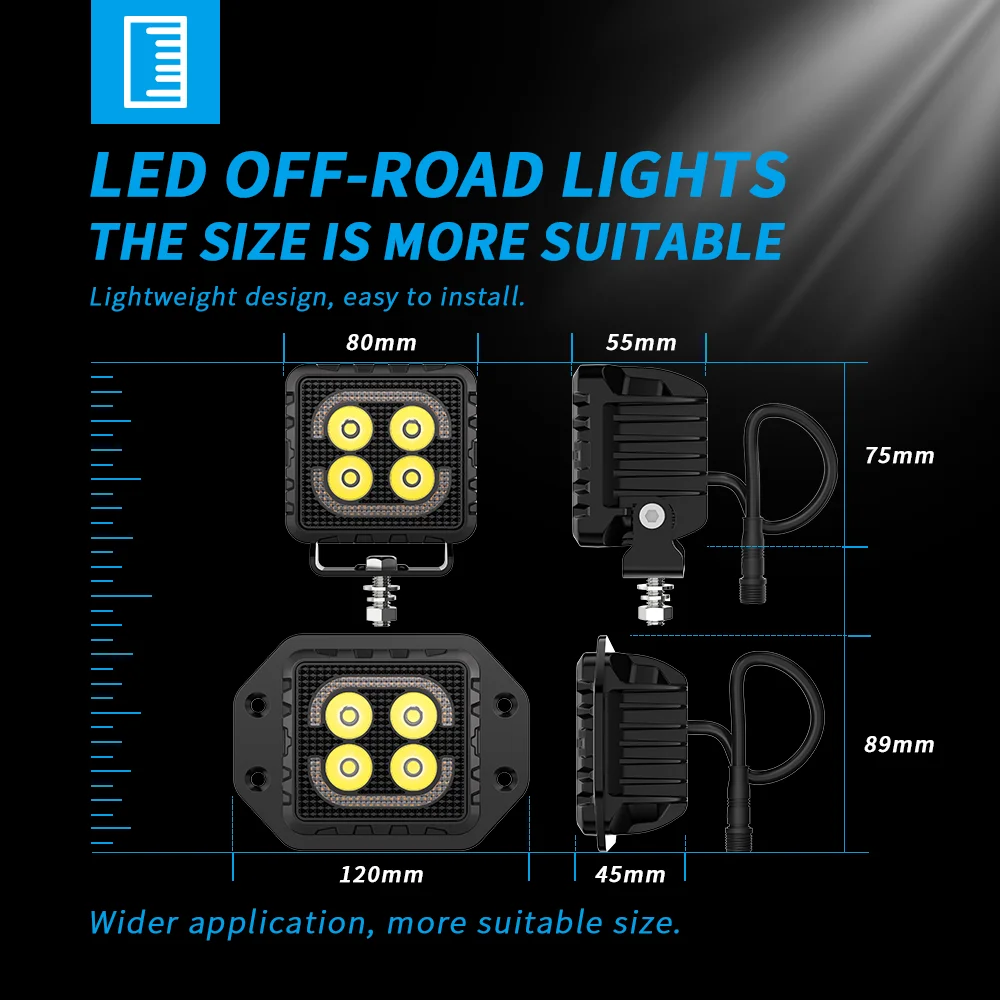 3Inch Work Fog Light Long Range Auxiliary Auto Fog Light Led Light Bar for Moto