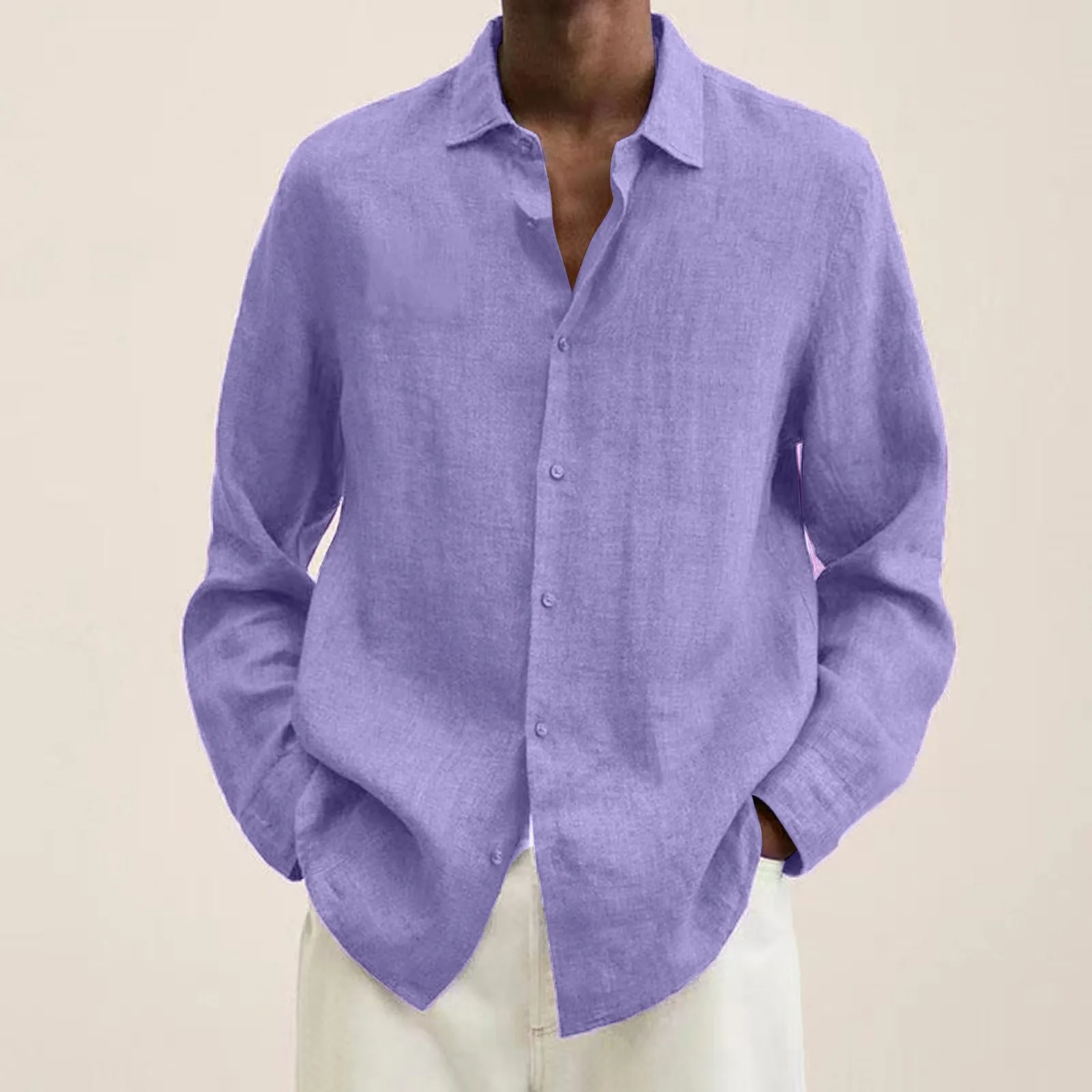 Men-s-Shirts-Casual-Cotton-Linen-tops-2023-Spring-Summer-Solid-Color ...