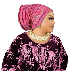 Elegant Glitter Pleated Turban Cap for Women: Stylish Head Wrap and Headpiece (Rose red)