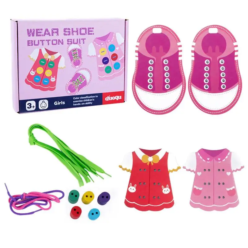 

Baby Shoe Tying Board Shoelace Tying Basic Skills Puzzle Board With Dress Buttons Sneaker Teaching Tie Shoelaces Learn Threading