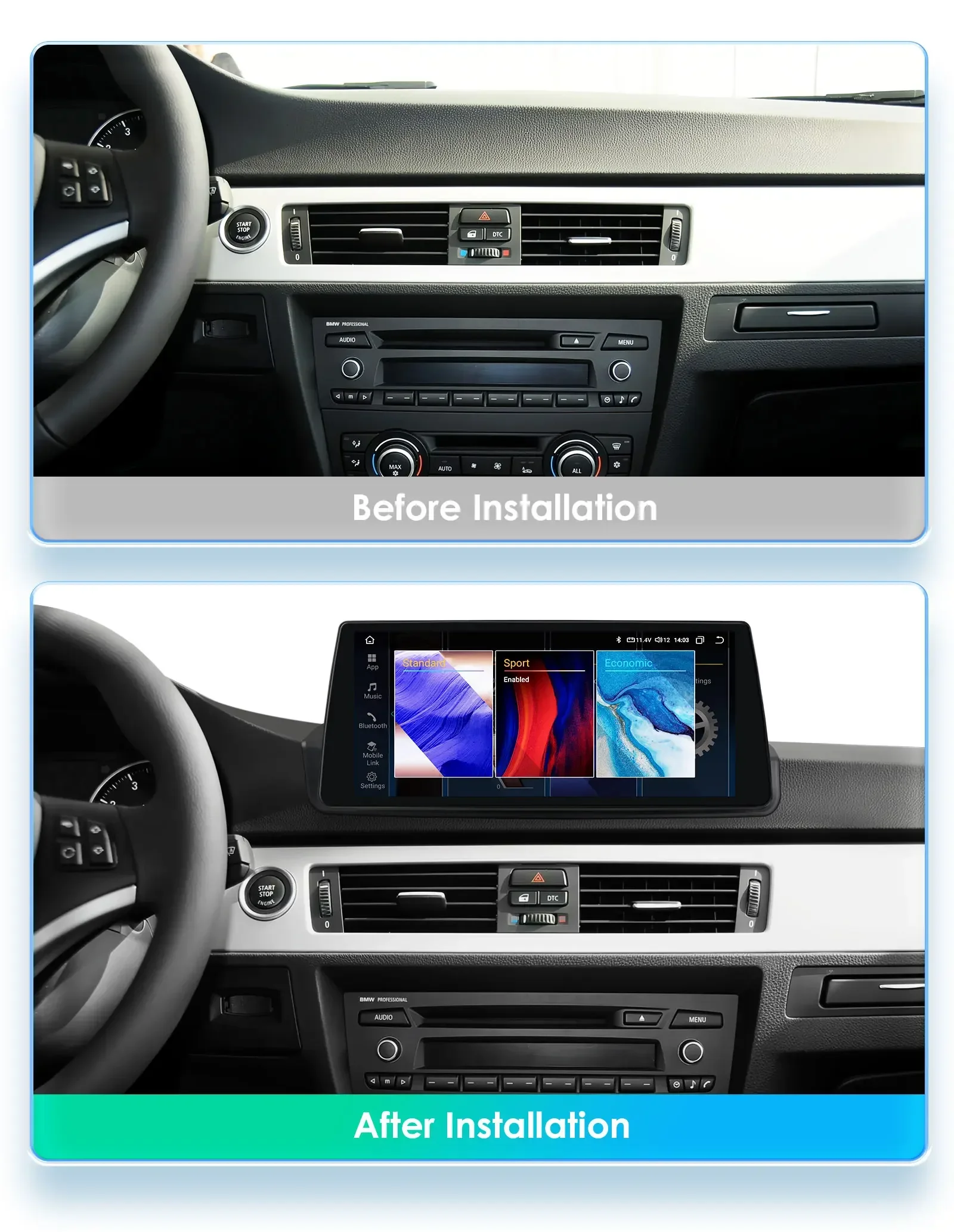 Hizpo 4G AI Systeme Android 14 Autoradio für BMW 3er E90 2005-2012 Linker Antrieb Multimedia Video Player GPS 2 Din Autoradio – Detail 5
