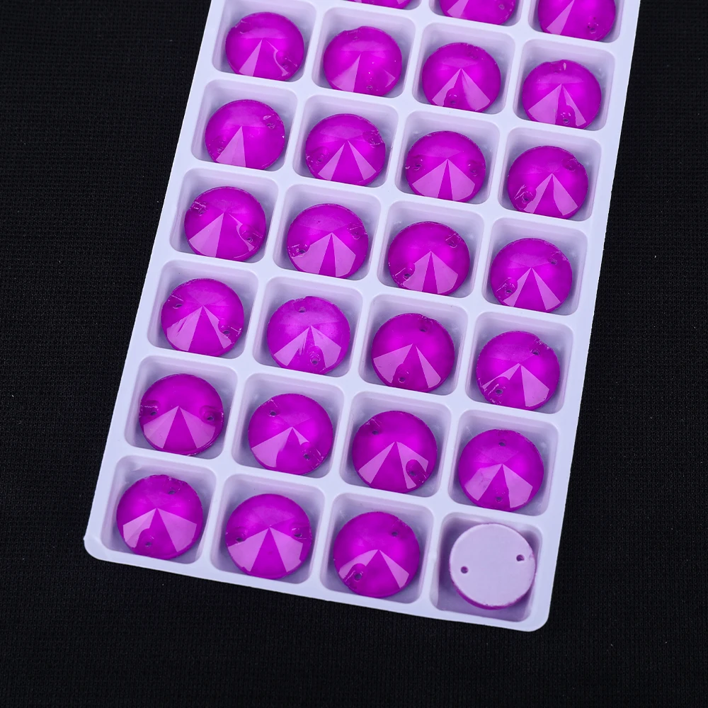 VC Neon Fluoreszierende Rundheit Nähen auf Strass Rundheit Nähen Diamant Glas Diamant Flatback DIY Zubehör Hochzeit – Detail 4