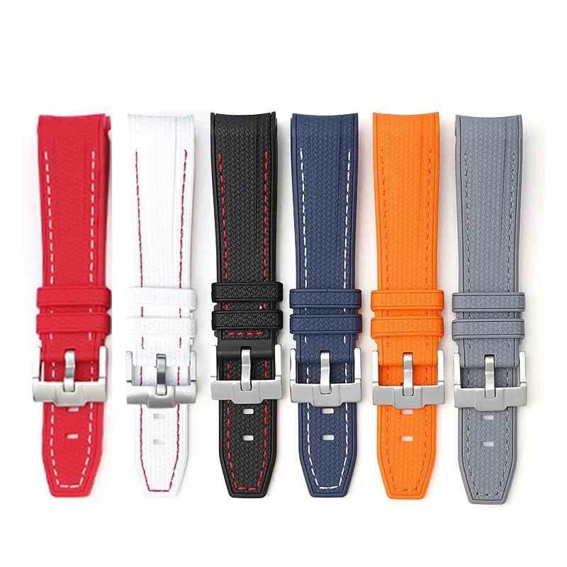 Enhanced Silicone Rubber Watch Band with Curved End - 20mm Diving Wrist Bracelet