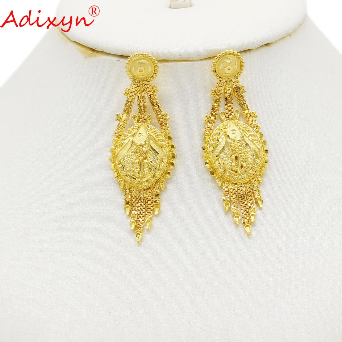 Adixyn Jewelry Bombast Big Stud Earring For Women 24k Plated Gold  Color Copper Mateial Hand-Work Made  Dubai Design N060612