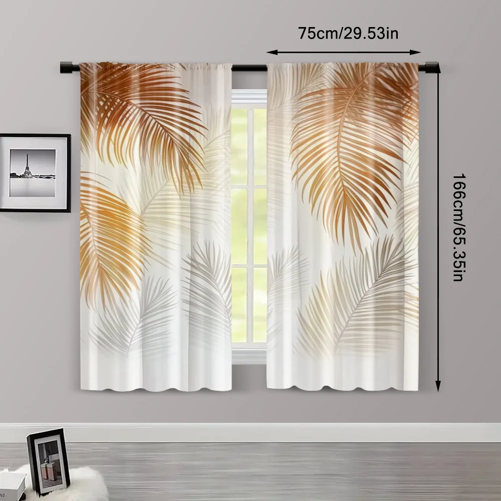 2pcs, Curtains 2D print Eclectic decor Versatile 100% Polyester (without rod) Thermal Insulation, and Room Darkening Functions 3