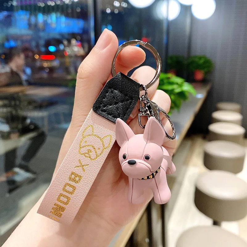 New Disney Keychains French Bulldog Car Keychain Anime Keychain