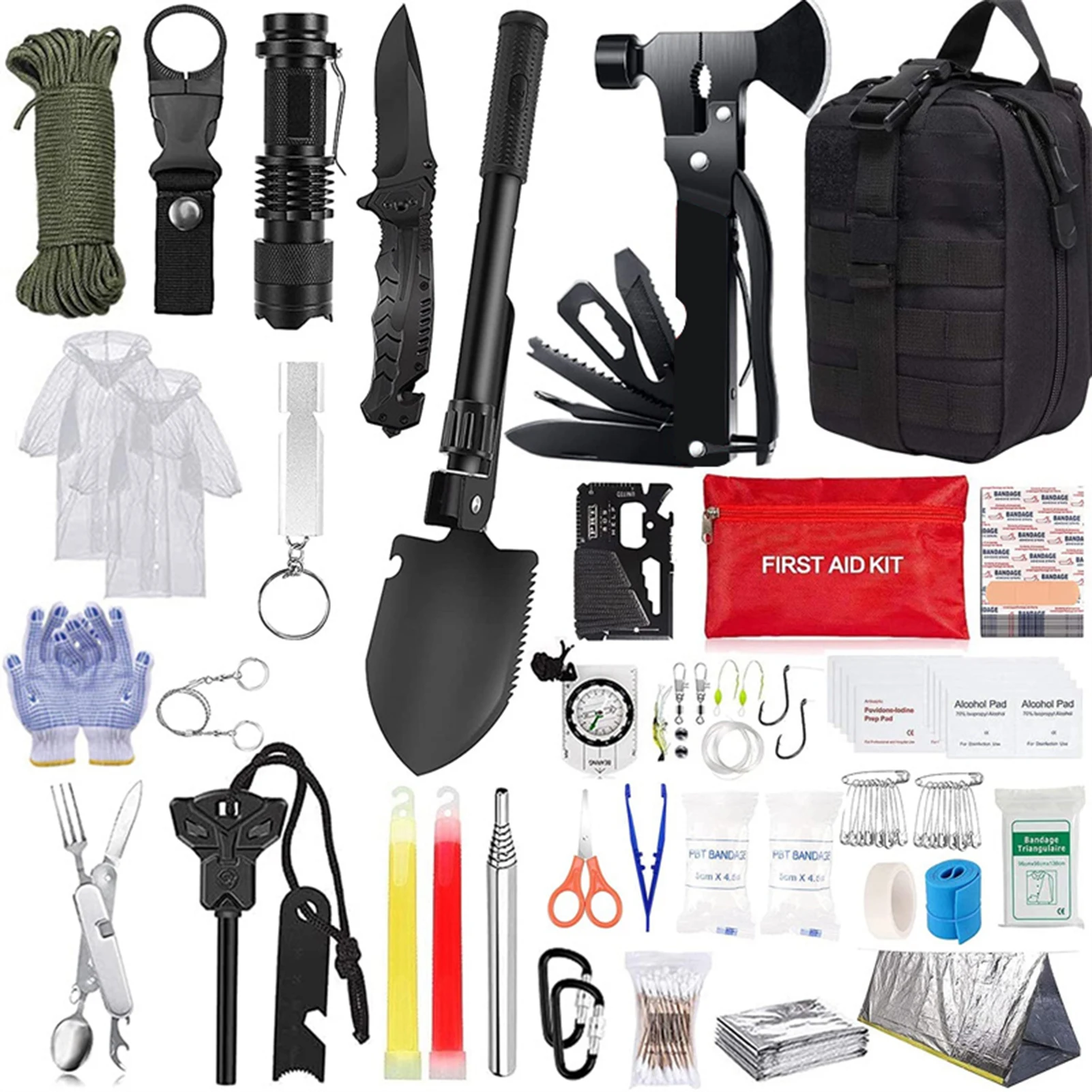 

Outdoor Emergency Survival Equipment Multifunctional First Aid Kit Camping Survival Kits 163 in 1 Gift for Men Dad Husband Him