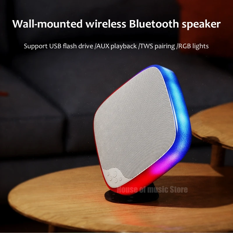 

Indoor Bluetooth Speakers Wireless Wall Mount TWS Stereo Sound Box BT5.3 Connects Seamlessly to Phones Support USB/AUX Playback