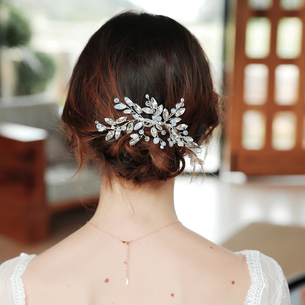 Miallo Blue Opal Crystal Bridal Hair Combs Clips Wedding Hair Accessories Jewelry Fashion Headpiece hair comb,jewelry accessories,hair accessory,hair clip,hair headdress,bridal headwear