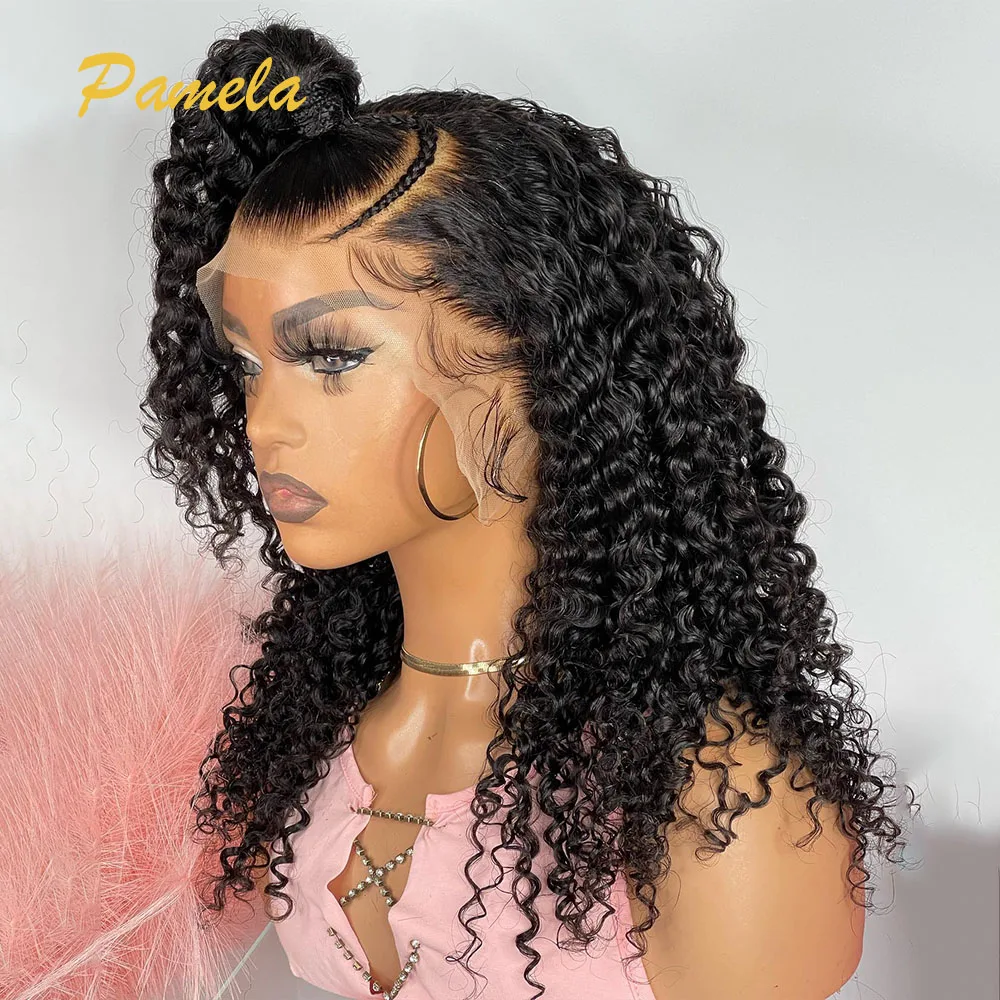 Short Curly Bob 13x4 Transparent Lace Front Human Hair Glueless Wig Preplucked Pixie Cut Deep Curly Lace Front Wig With Baby Hai