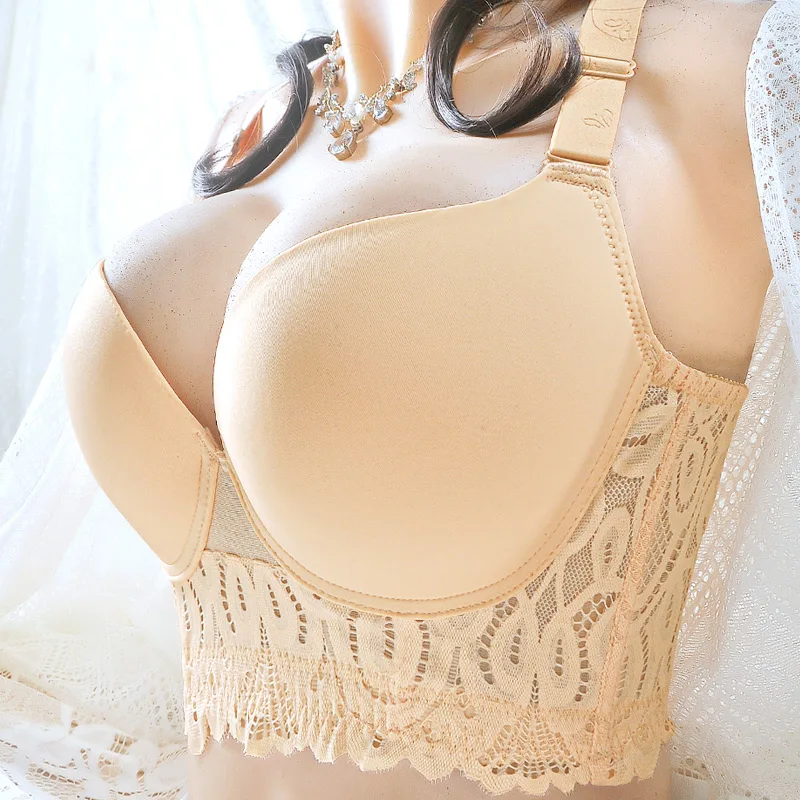 Large Chest Plus Size Sexy Bra Deep Cup Push Up Seamless Bra for Women Anti-sagging Thin Cup Adjustable shoulder strap Underwea