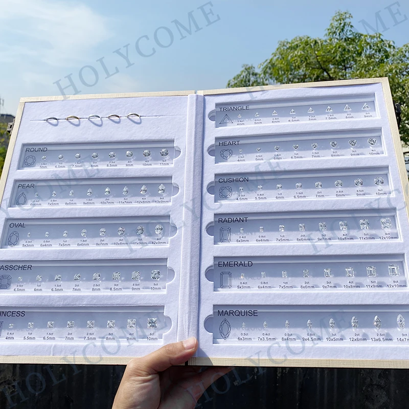 Jewelry Tool Template CustomComparison Chart CZ 5A Selectable Diamond Carat Dealer Tools Kit Set Reference for Ring Measurement