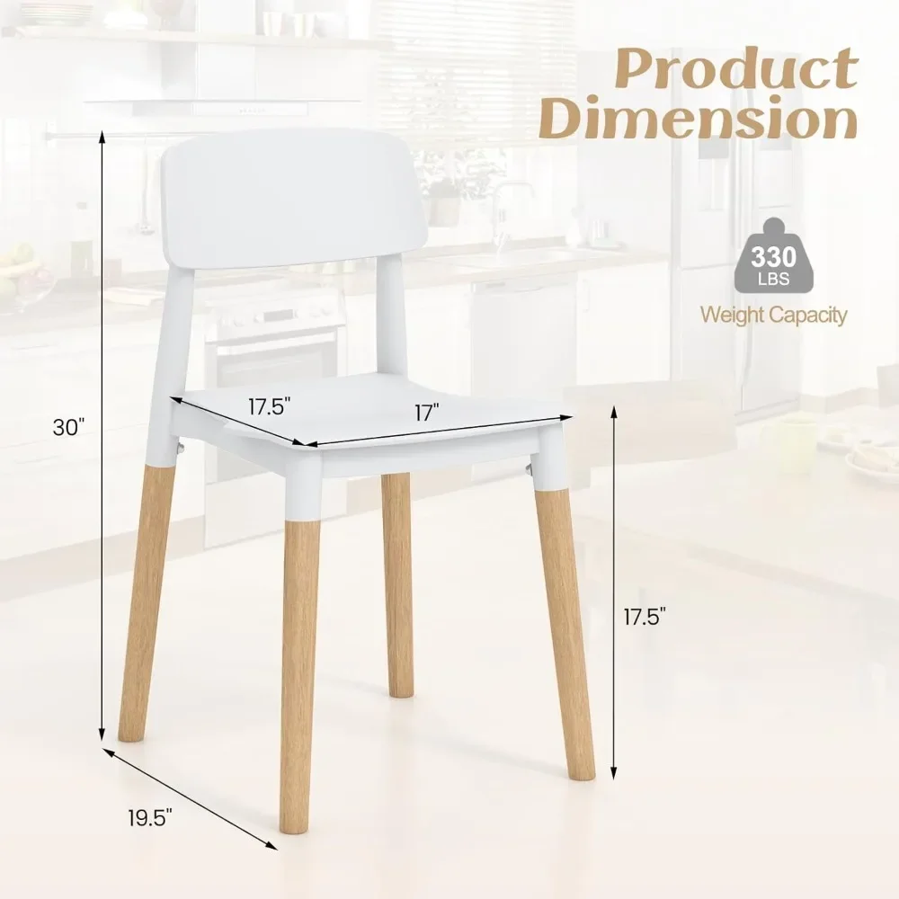 Caf&eacute; Chairs, Wooden Dining Chairs Set of 4, Modern Dining Side Chairs Set w/Ergonomic Backrest, Wide Seat & Sturdy Wooden Legs