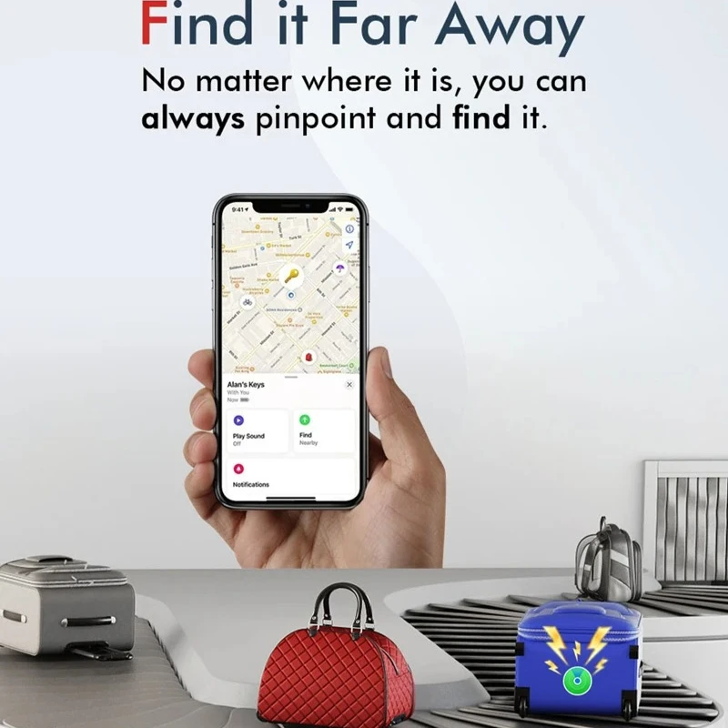 CD 미타그 러기지 지능형 잠금장치 GPS 위치추적기 에어태그 IOS 시스템용 스마트 트래커 내 기기 찾기 분실방지 디지털 패드락