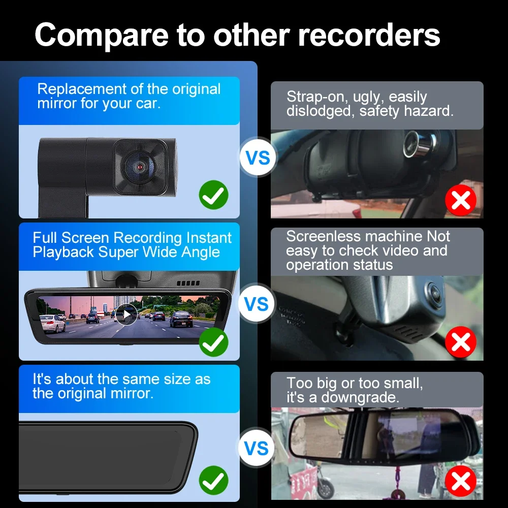 4K Car DVR 8.3 Inch Dash Cam Dual Lens Dashcam IPS Dual front and rear SONY 307 cameras Support 1080P Rear View Camera GPS WIFI - Image 5