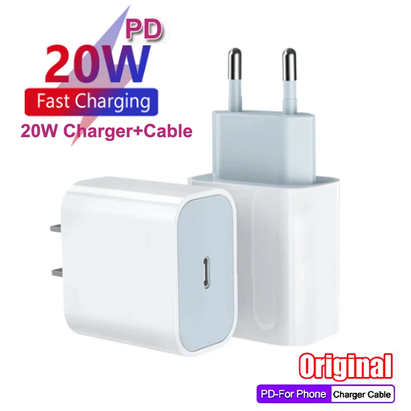 

PD 20W USB Type C Charger For iPhone 15 Pro Max Plus 14 13 12Pro USBC EU/US Plug USB-C Fast Charging Travel Wall Charger Adapter