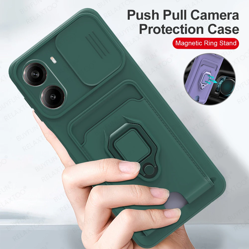Multifunctional Magnetic Ring Case with Card Slot and Lens Protection Cover