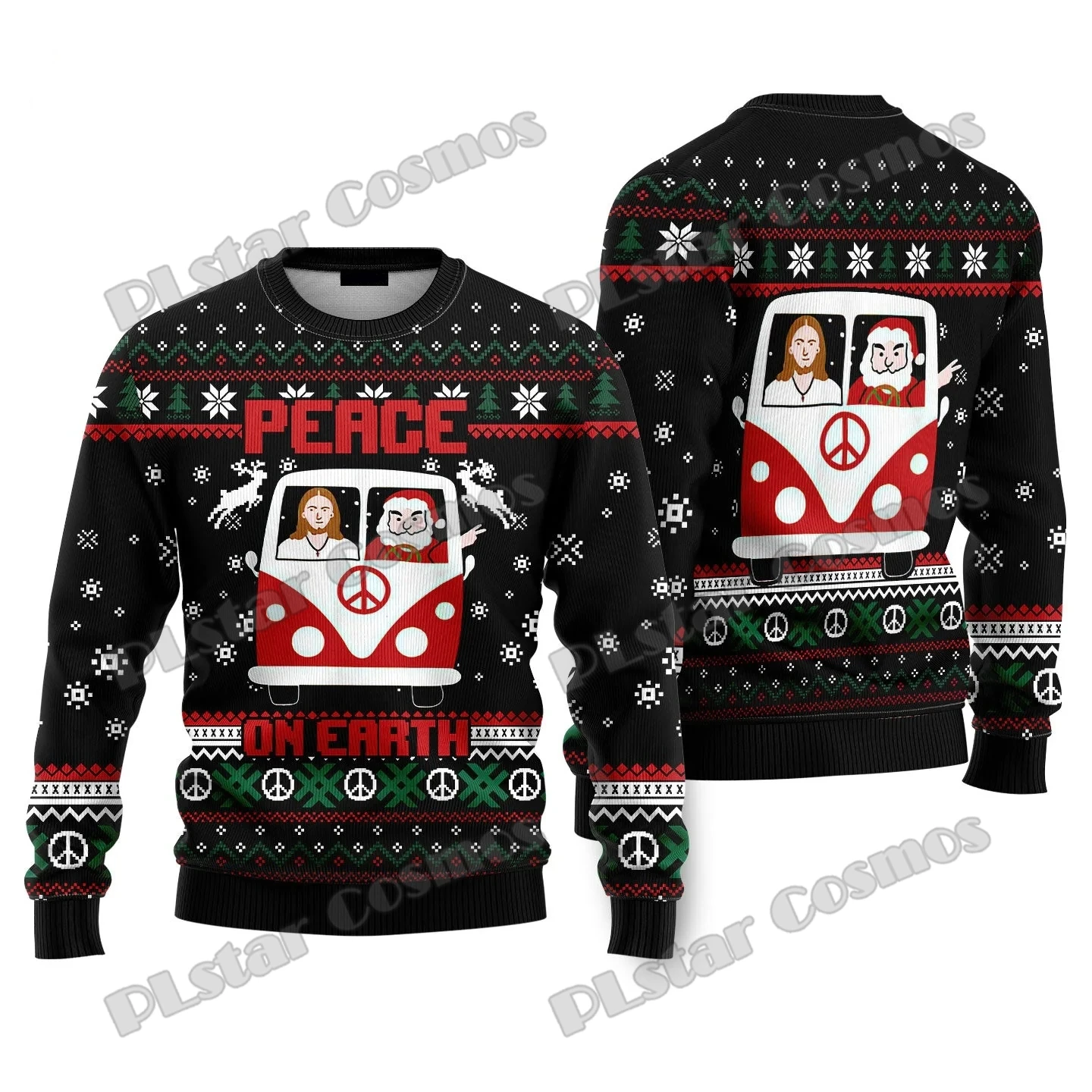 thumbnail image 1 of Suéter navideño feo con estampado 3D de Jiu Jitsu con Jesús te respalda para hombres y mujeres, suéter de punto cálido e informal para invierno MY20, 1 of 5