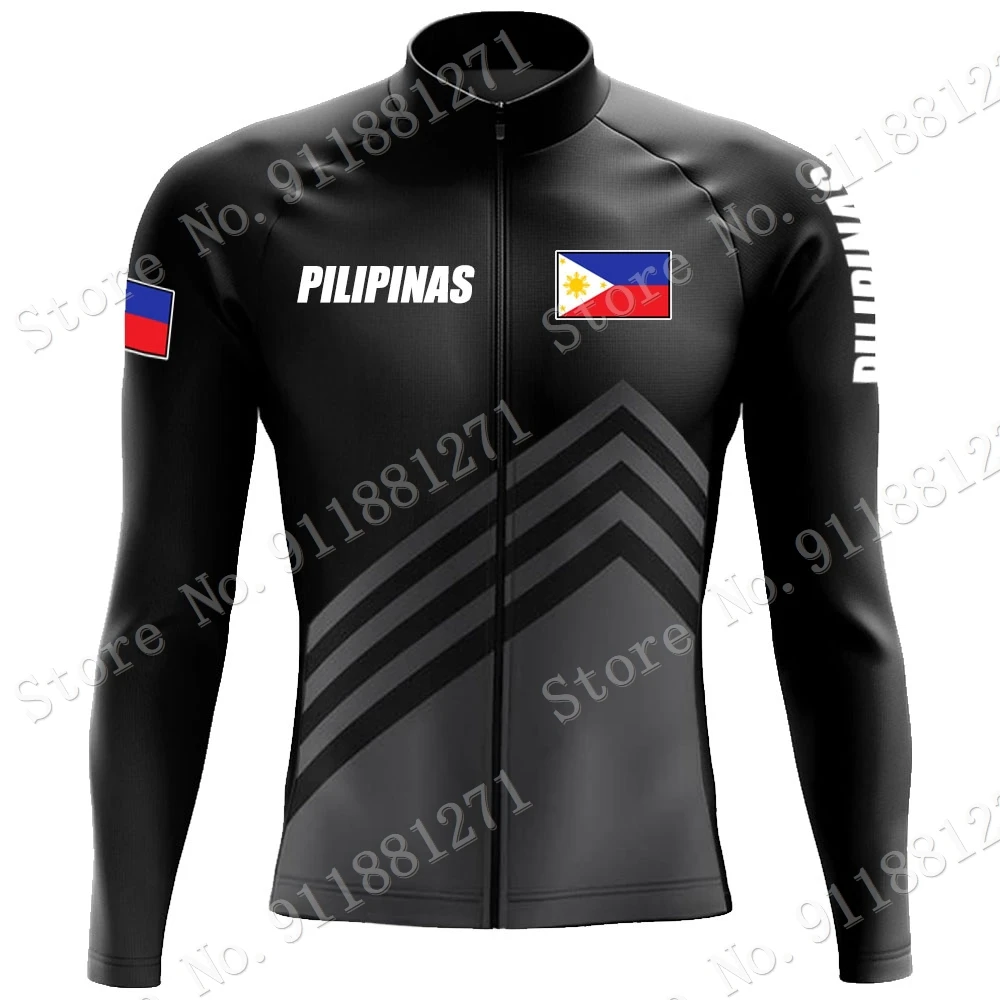 PHILIPPINES National Team Cycling Jersey Set Black Long Sleeve Flag Clothing Suit MTB Bike Road Pants Bib Ropa Ciclismo
