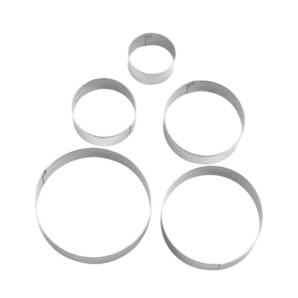 

2 Sets Stainless Steel Cookie Cutters DIY Round Biscuits Mold Kitchen Baking Tool (5pcs/Set)