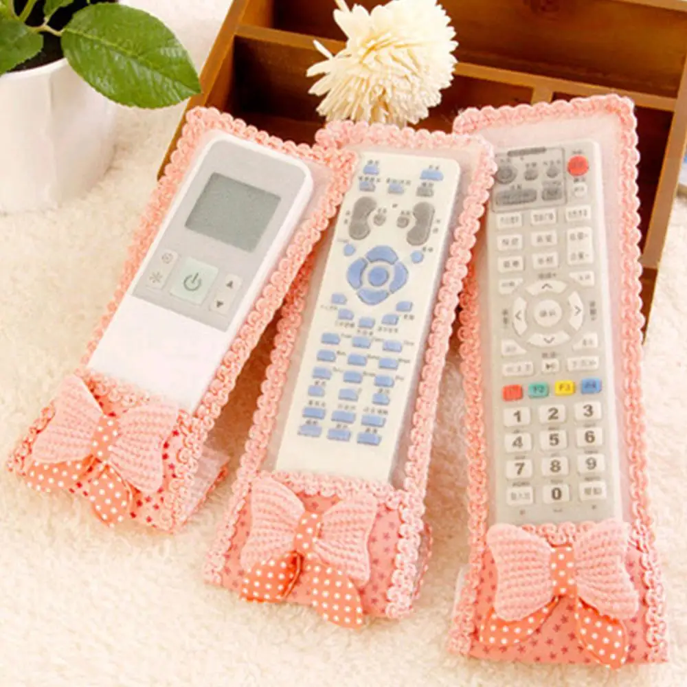 Lace Bowknot Fabric Air Conditioning TV Remote Control Dust Cover Protector Case