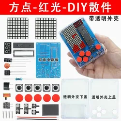 DIY Electronic Game Console Kit for Kids - Classic Soldering Project Set (Square red)