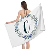 1pc Flower wreath letter pattern Pattern Beach Towel,Ultra-Fine Fiber Beach Blanket,Highly Absorbent Bath Towel,Suitable 2