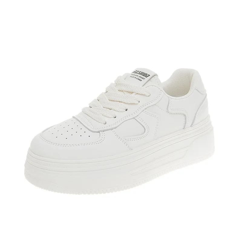 Leather thick sole increase board shoes early spring Korean version women leisure