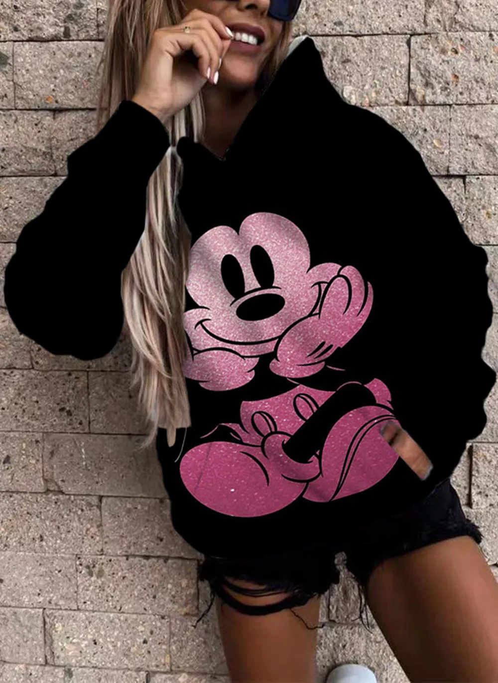 Original Spice Girl Design Cartoon Disney Minnie Dark Sweatshirt Ladies  Autumn Winter Hoodie Street Fashion Versatile Pocket Top - Hoodies u0026  Sweatshirts - AliExpress