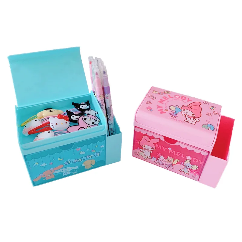 

Cartoon Anime Cinnamoroll My Melody Kawaii Desktop Storage Box Lovely Hair Accessories Storage Box Student Stationery Pen Case